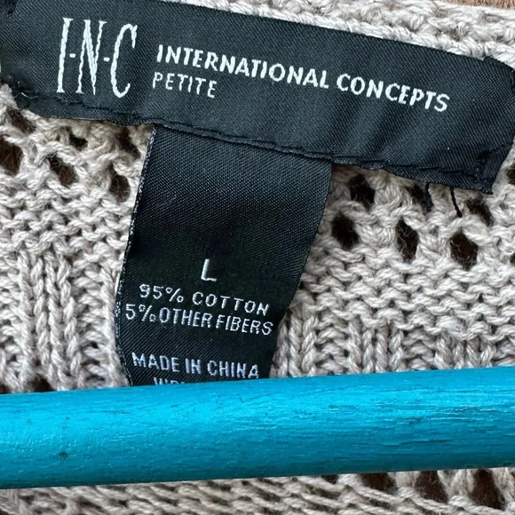 INC International Concepts Women Sweater Large Brown Poncho Open Knit - Picture 3 of 3